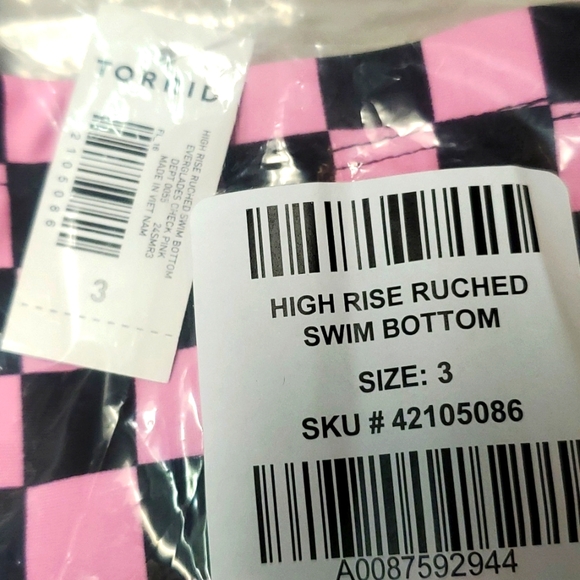❤️NWT VINTAGE TORRID CHECKERED RUCHED POWER MESH TUMMY CONTROL SWIM BOTTOM PLUS - Picture 4 of 10